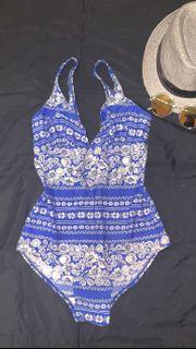 Blue Floral One-piece Swimsuit