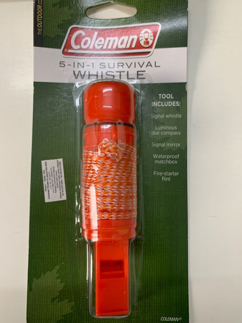 Coleman Company 5 In 1 Survival Whistle Orange Brand New