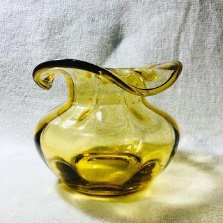 Elegant Golden Yellow Art Glass Catchall or Vase