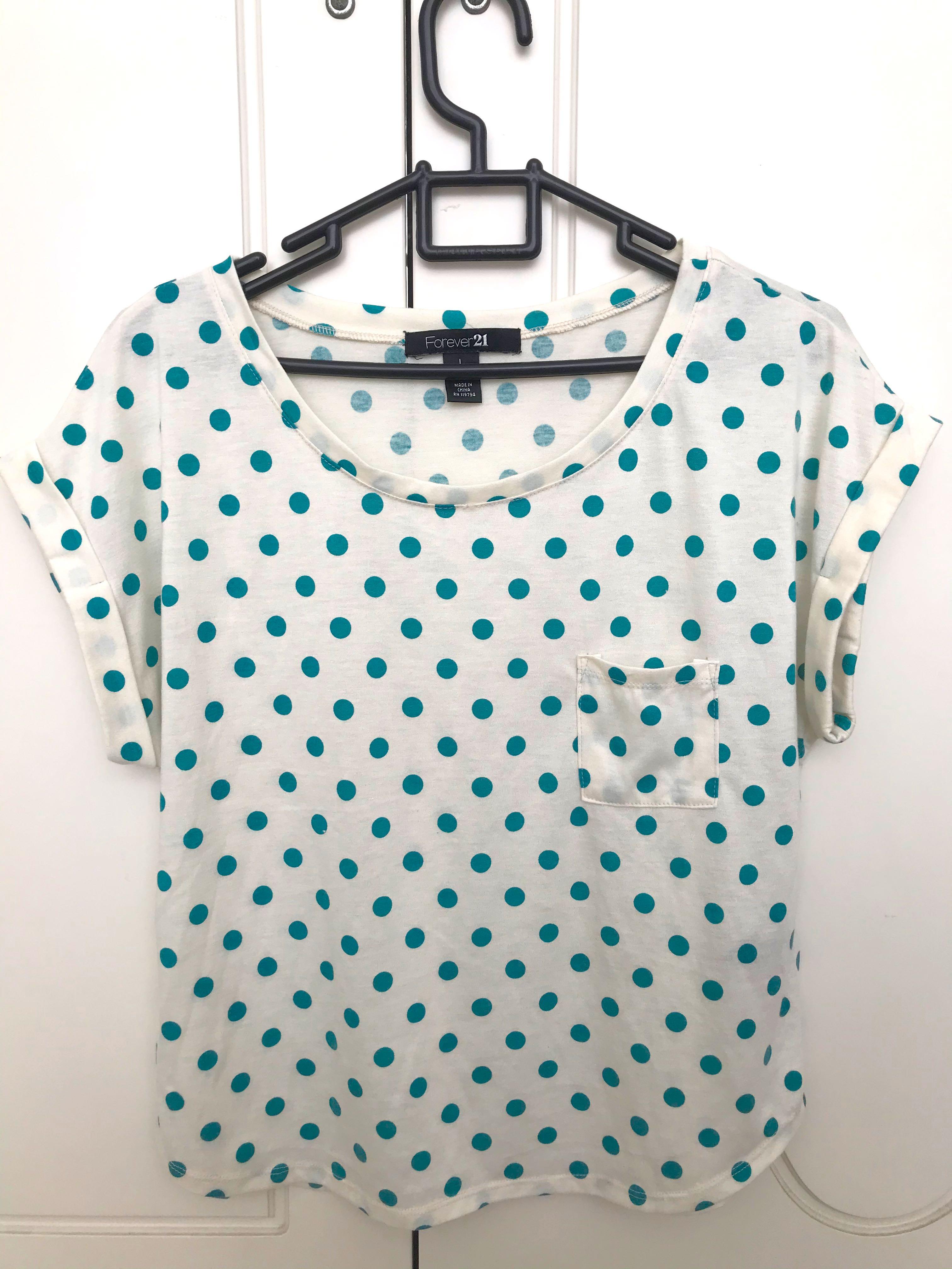 Forever 21 Polkadot T-Shirt, Fesyen 