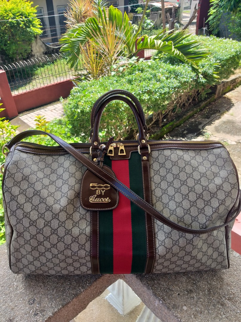 GUCCI CANVAS LEATHER KEEPALL 55 BAG, Luxury, Bags & Wallets on Carousell