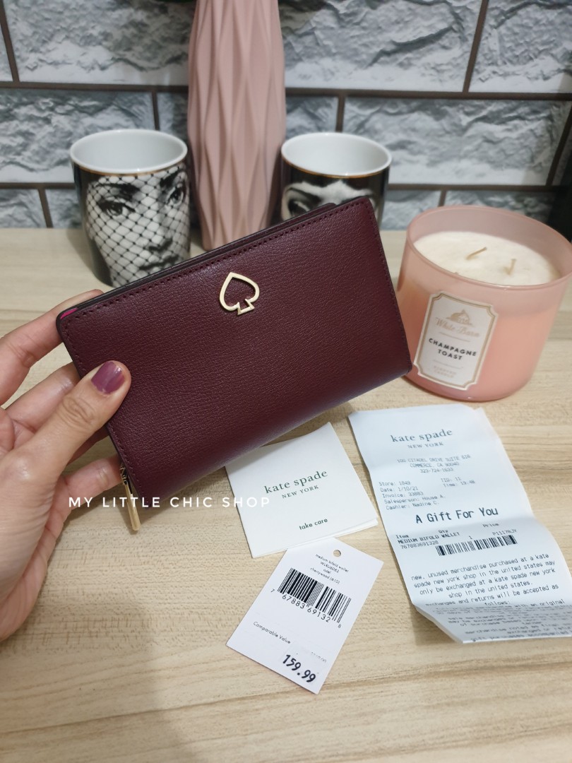 Kate spade adel medium bifold wallet, Women's Fashion, Bags 