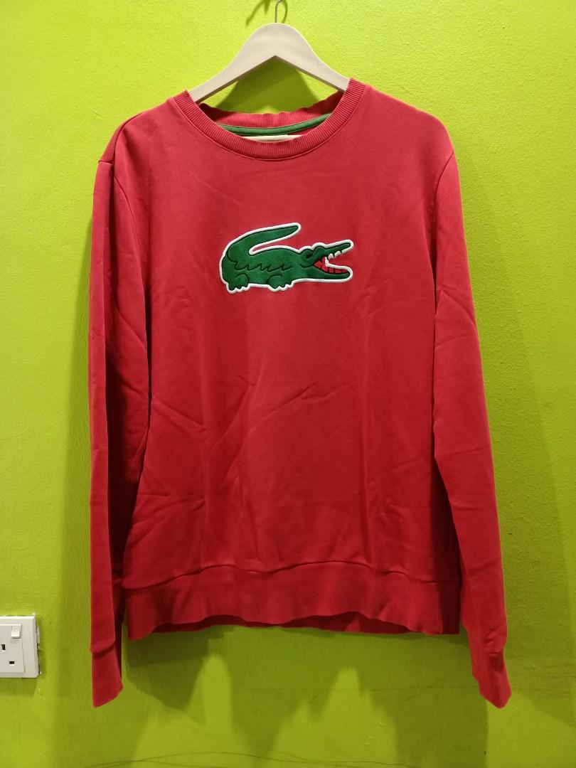 Red lacoste sweatshirt online