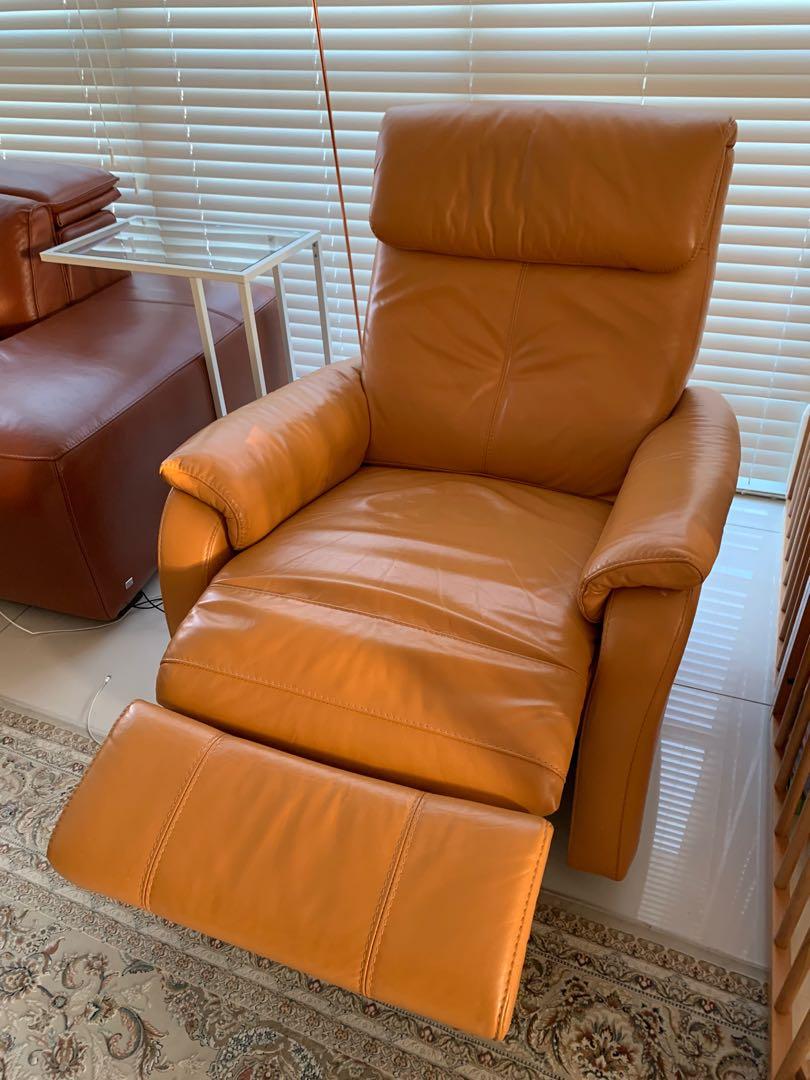 Leather electric reclining chair, Furniture & Home Living, Furniture