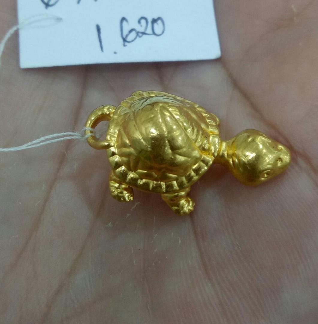 Liontin emas 24k kura kura polos