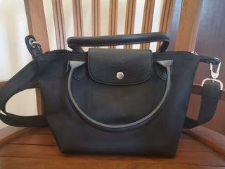 Longchamp black mini tote bag (with long strap)