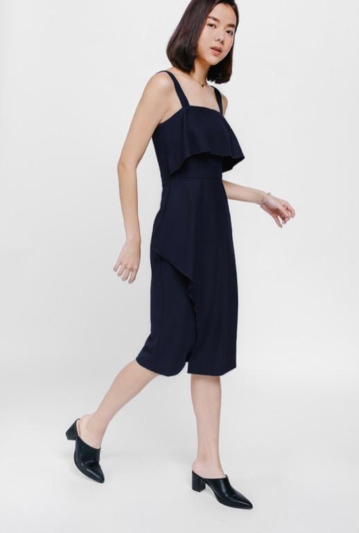 asymmetrical flounce dress Cotton Poplin Asymmetrical Flounce Dress – Lela Rose main image 1