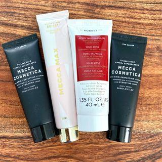 Mecca X Korres Face Cream, Primer, Cleanser