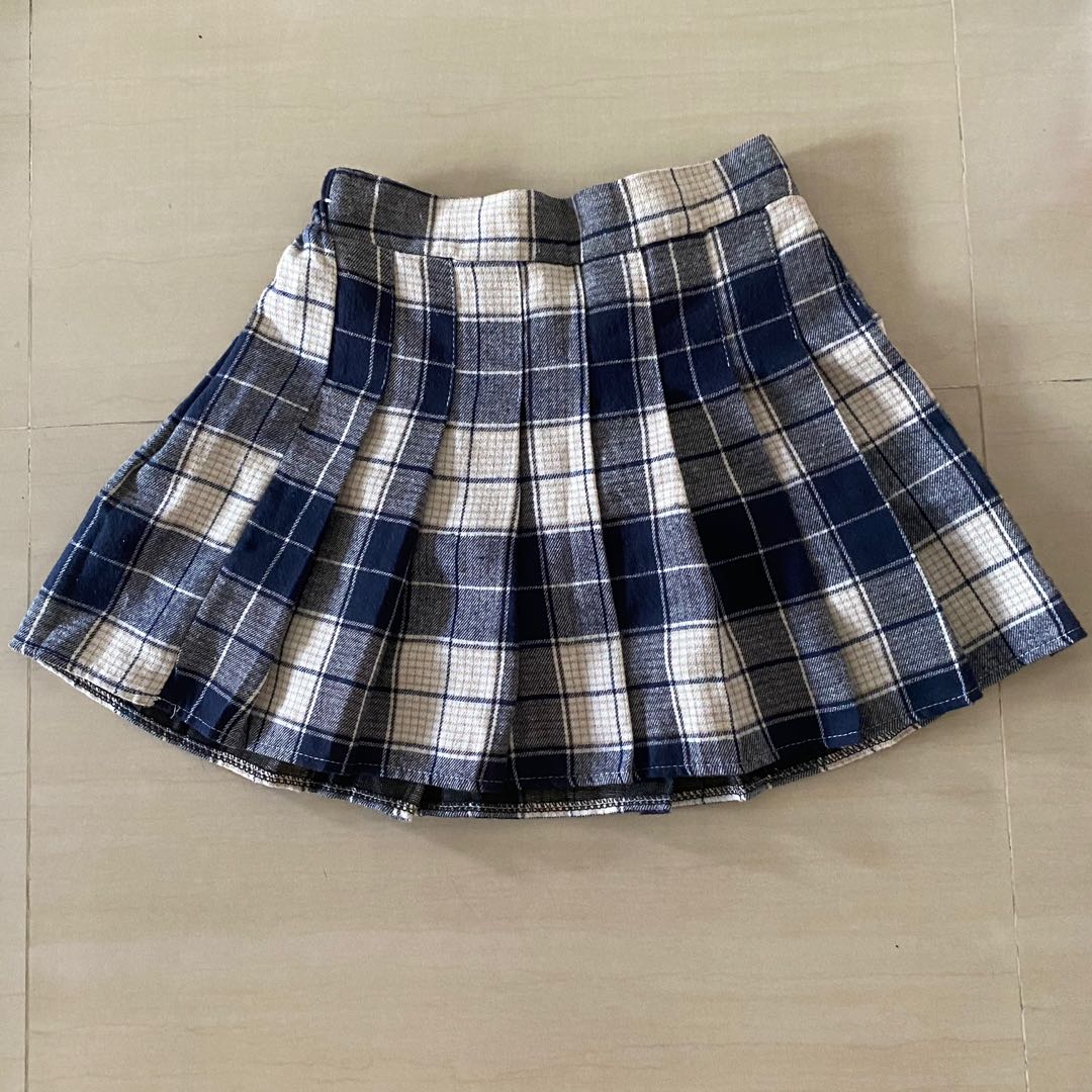 Navy blue plaid skirt Clearance