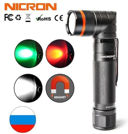 NICRON B70 Magnet Rechargeable Twist Flashlight (Category: Construction Tools & Equipment) located in Marikina City. Submitted by skowshop (Listing ID 1071052761, Image 1). Description: 1.Strong Aluminum body with patent high quality anodizing finish for outdoor, hunting etc. 2.Patent 90 twist head with 360 magnet hands free lighting for different angle 360 rotary clip can be mount on body pocket. 3.Red and green signature lamp for special use(lo
