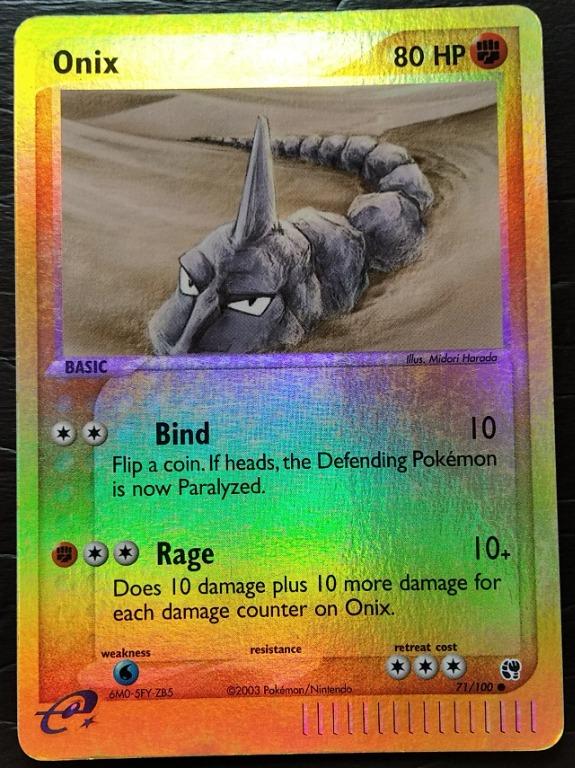 Onix 71 100 Reverse Foil Holo Ex Sandstorm Single Card 100 Original Authentic Vintage Pokemon Card Tcg Toys Games Board Games Cards On Carousell