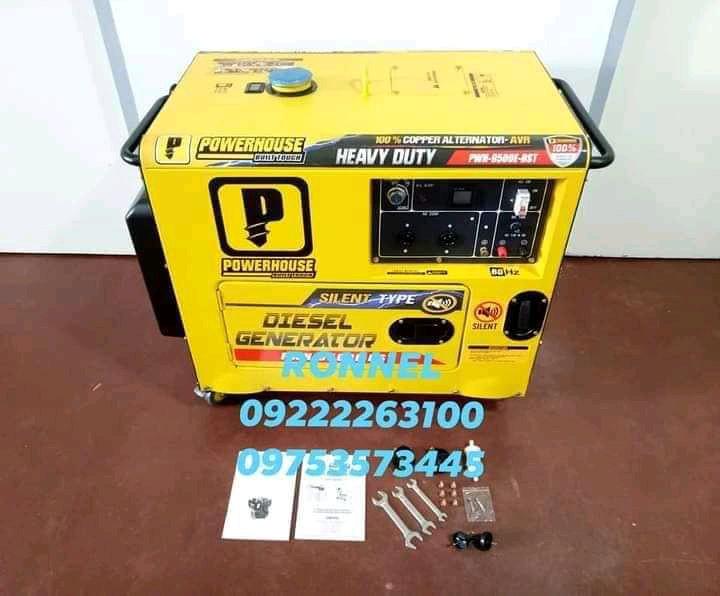 POWERHOUSE USA Diesel Silent Type Generator (Category: Other Home Appliances) located in Valenzuela. Submitted by ronnelpowertools (Listing ID 1071021487, Image 2). Description: Price - 65k DR POWERHOUSE USA Diesel Silent Type Generator - PWH-9500E-DST Model: PWH-9500E-DST Engine: Diesel Type: Silent Enclosure Voltage Regulator: AVR Type: 100% copper wire Phase: Single Frequency: 60Hz Max. AC Output: 8.0kva Rated AC Output: 7kva Rated AC Voltage: