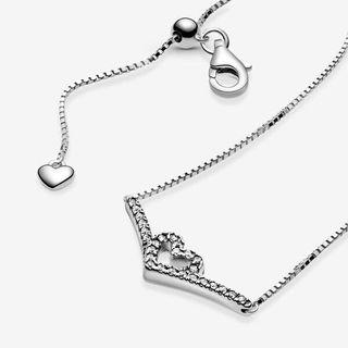 Sparkling Wishbone Heart Collier Necklace