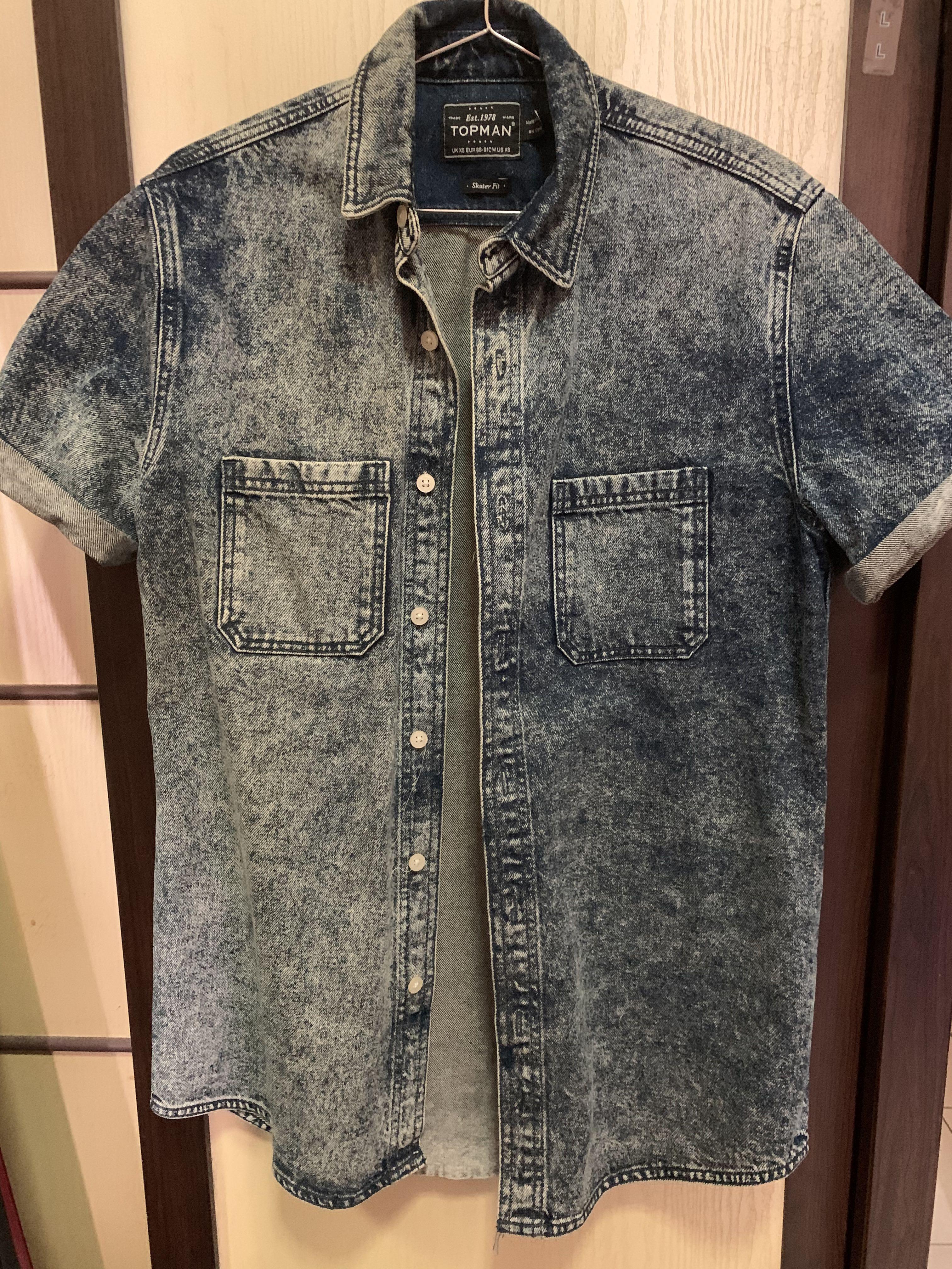 Topman Short Sleeve Denim Jacket, Men's 