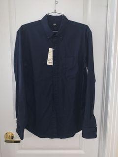 Uniqlo Solid Navy Flannel Shirt - Sz S