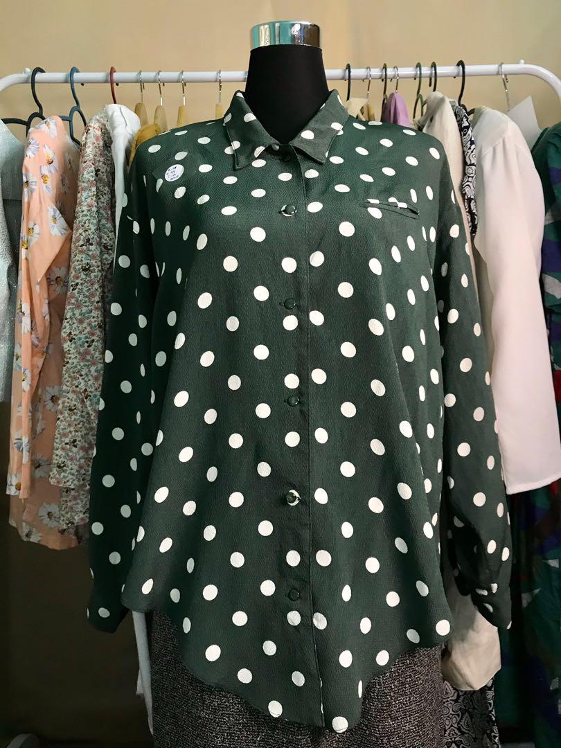 vintage polka dot blouse