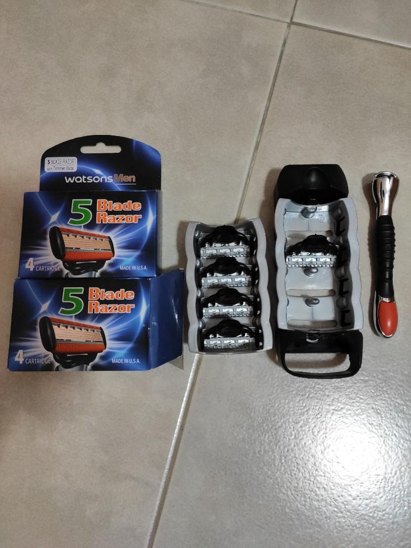 Watsons Men 5 blade razor and holder, Beauty & Personal Care, Men's ...