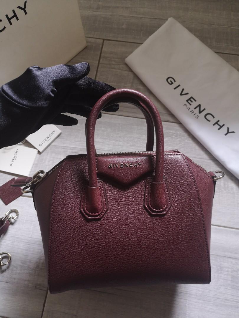 98 NEW GIVENCHY MINI ANTIGONA in Oxblood Burgundy BORDEAUX Color SHW AUTHENTIC
