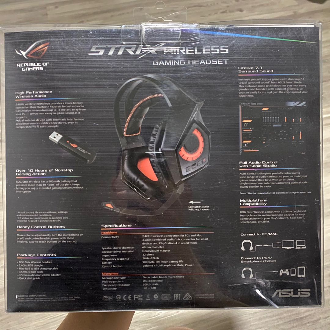 Asus ROG Strix Wireless Gaming Heasdset, TV & Home Appliances, TV &  Entertainment, TV Parts & Accessories on Carousell