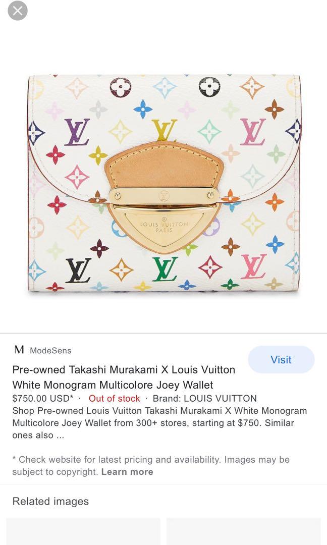 Takashi Murakami x Louis Vuitton White Monogram Multicolore Joey Wallet