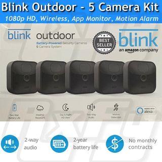 Blink Outdoor Security (3rd Generation) 5 camera kit cctv – wireless wifi, weather-resistant HD two-year battery life motion detection smart home alexa google