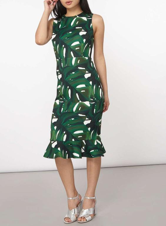 BNWT Dorothy Perkins Green Leaf Peplum Dress UK 10 Women s Fashion Dresses Sets Dresses on Carousell