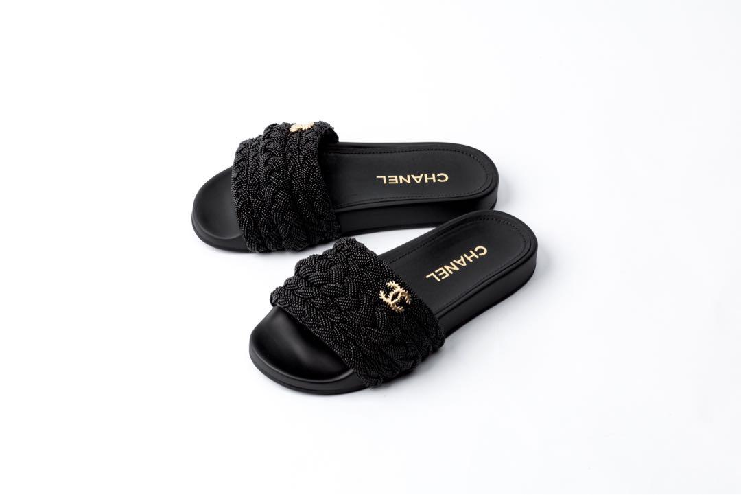 Chanel top beaded sandals