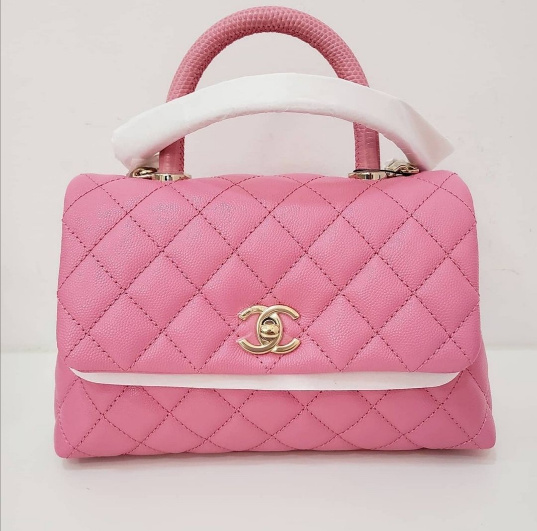 Chanel Mini (Small) Coco Handle Quilted Pink Caviar Gold, 47% OFF
