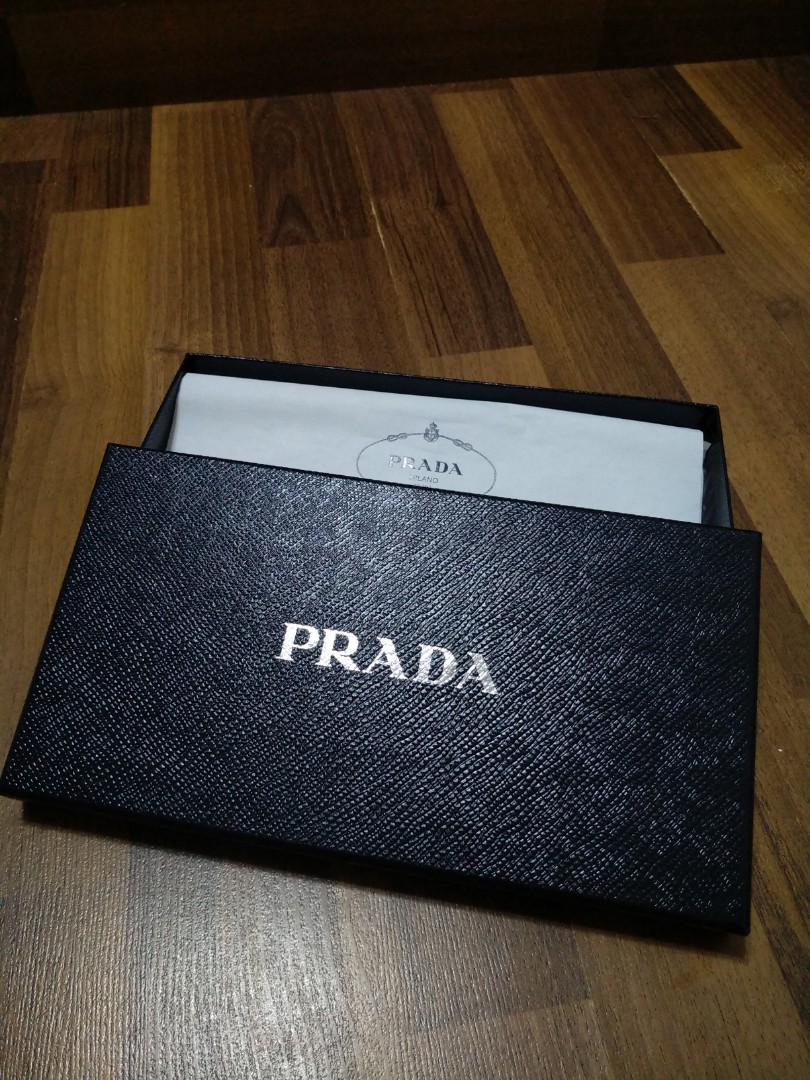 Empty PRADA Long Wallet Box with Printed Tissue, Luxury, Bags & Wallets ...