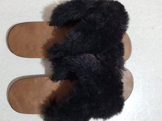Fur black Slip Ons