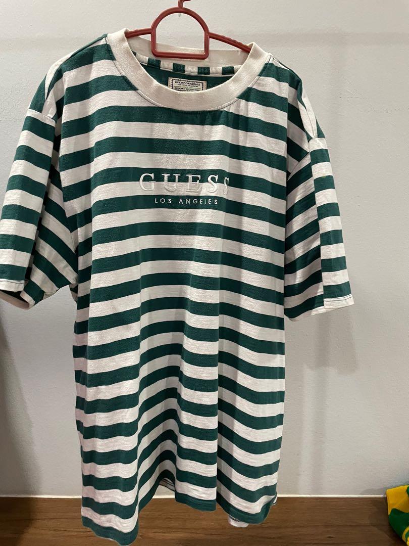Guess striped tee green on sale