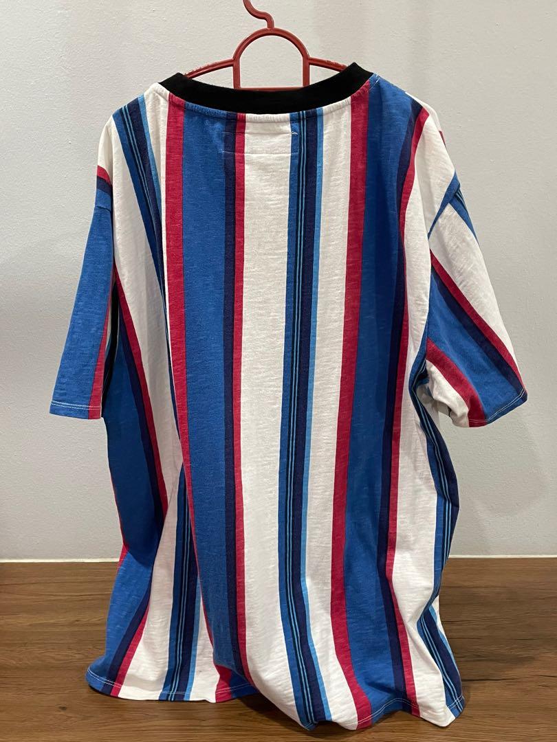 Guess red and blue striped discount shirt