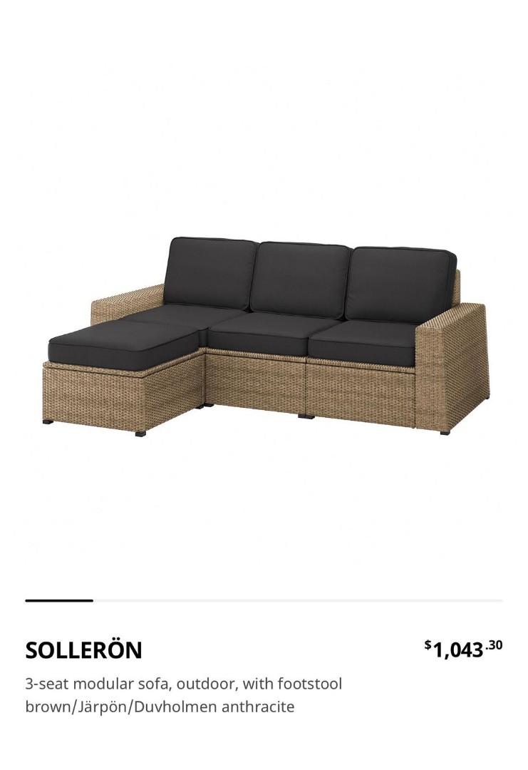 IKEA Solleron Outdoor Sofa with Storage and Cushions for Sale