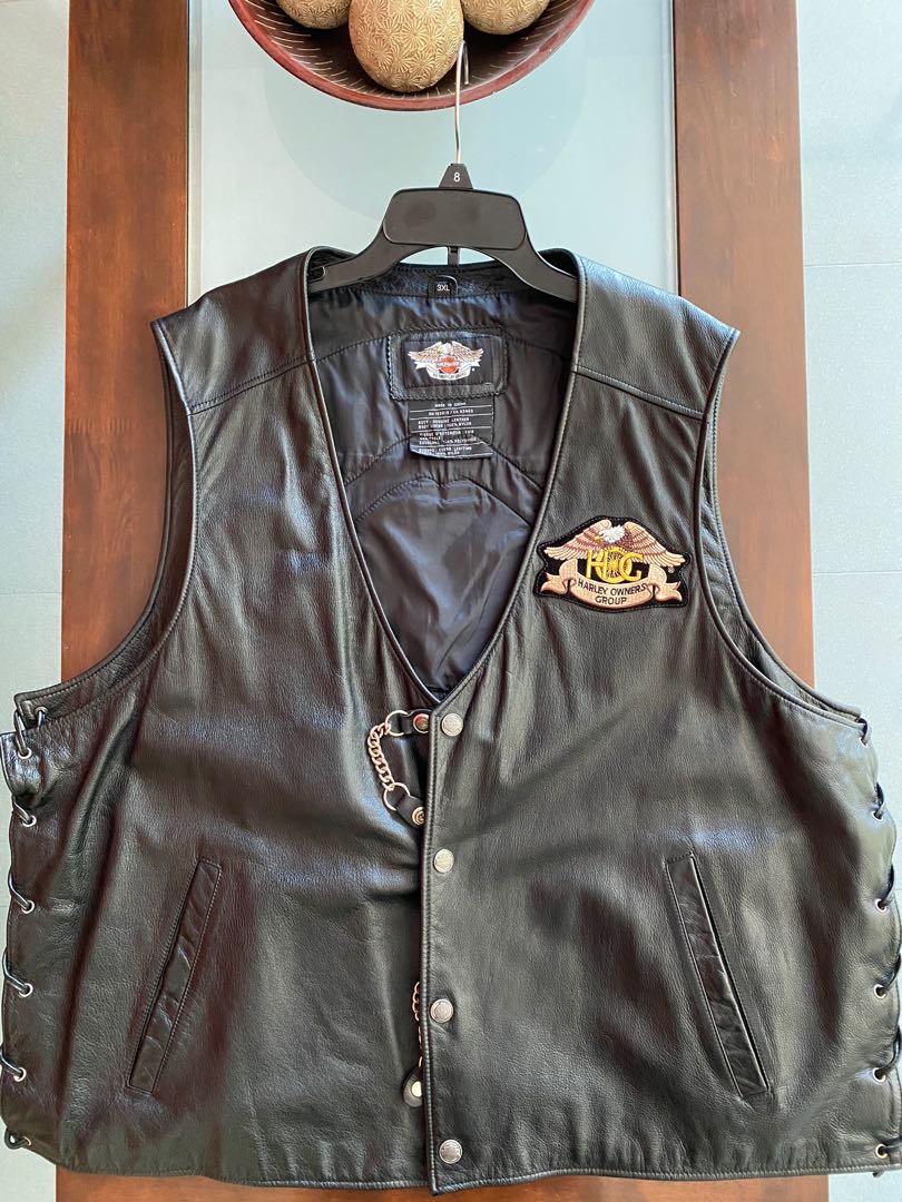 Used harley davidson leather vest on sale