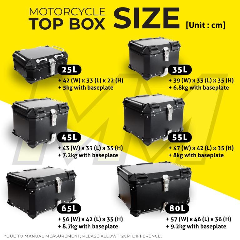 Motorcycle Aluminium Top Box with 3 month warranty, Motorcycles