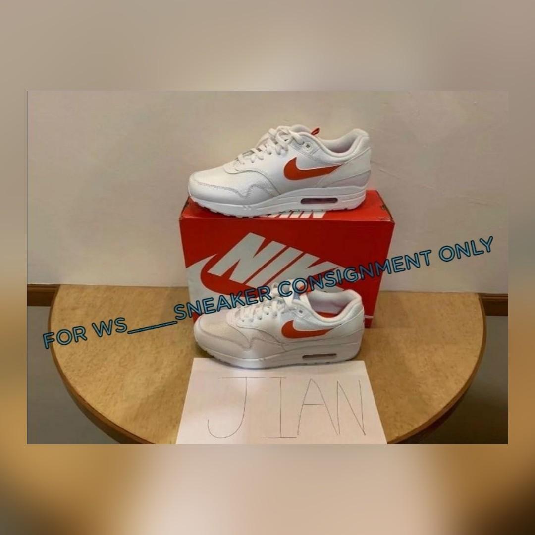 nike air max 1 tongue tab white team orange