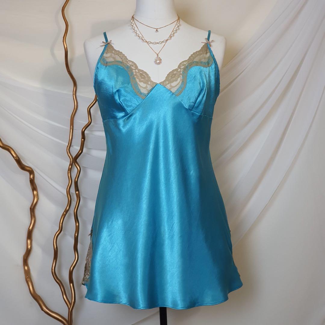 No Boundaries Sleepwear Laced Blue Nightie Women s Fashion