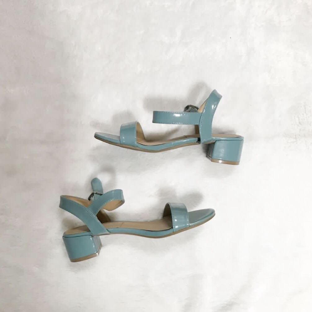 teal block heels