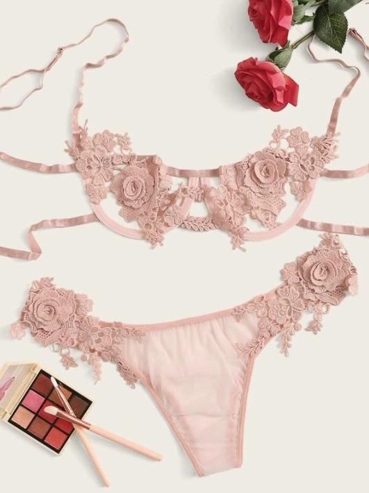 Pink floral lingerie Outlet