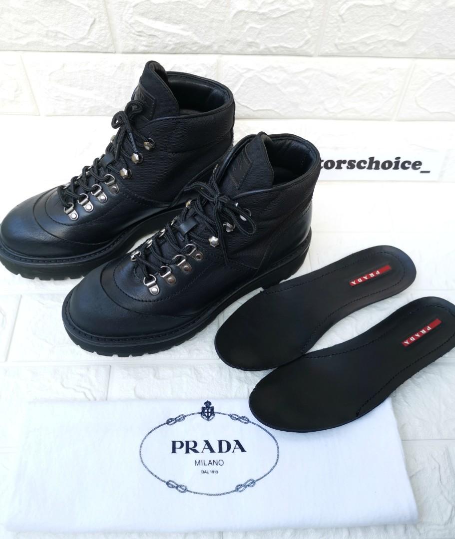 prada lace up leather boots