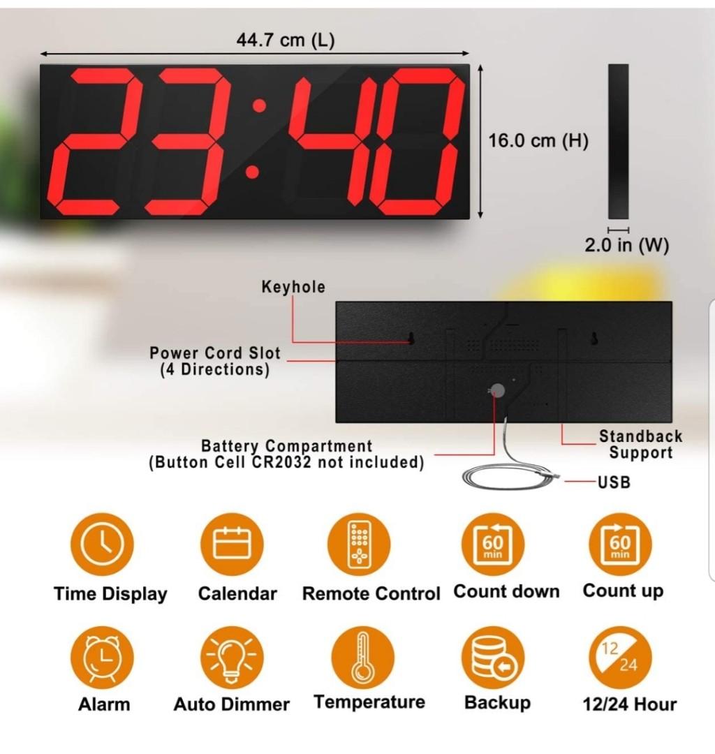 PREMIUM CHKOSDA Digital LED Wall Clock, Oversize Wall Clock with 6