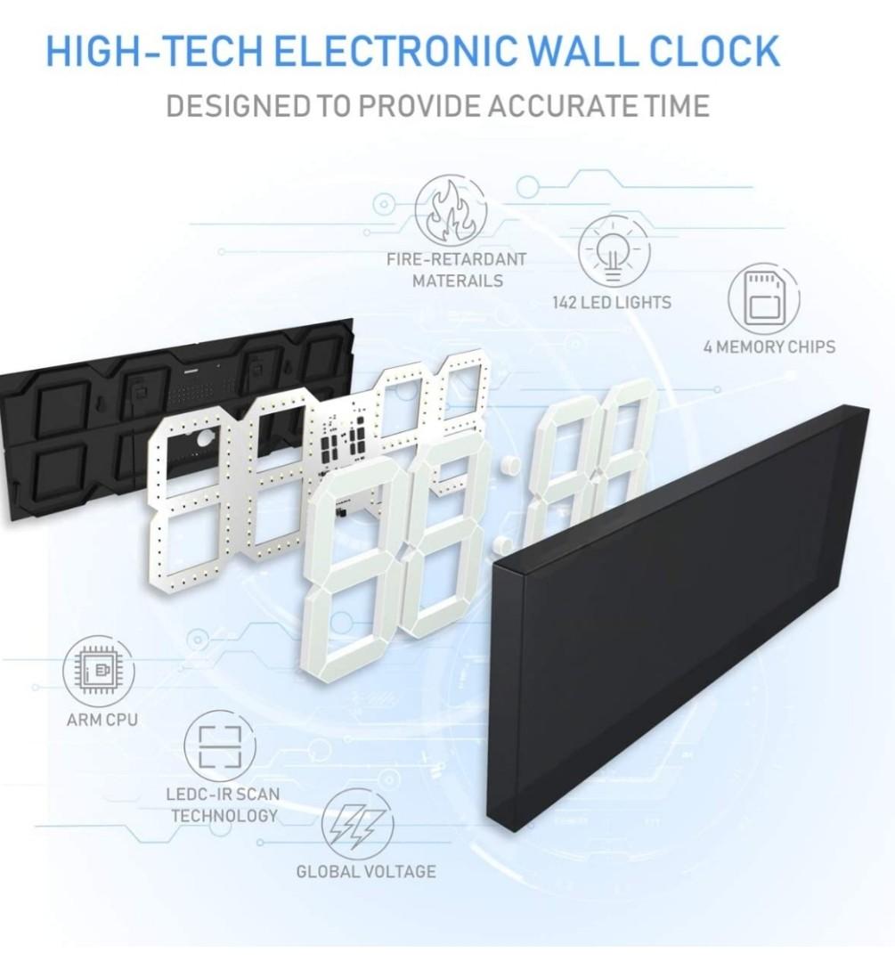 PREMIUM CHKOSDA Digital LED Wall Clock, Oversize Wall Clock with 6