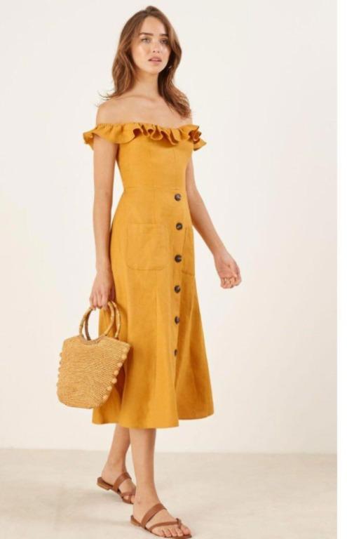 Reformation Hattie Dress in Ochre size 0 Women s Fashion Dresses Sets Dresses on Carousell