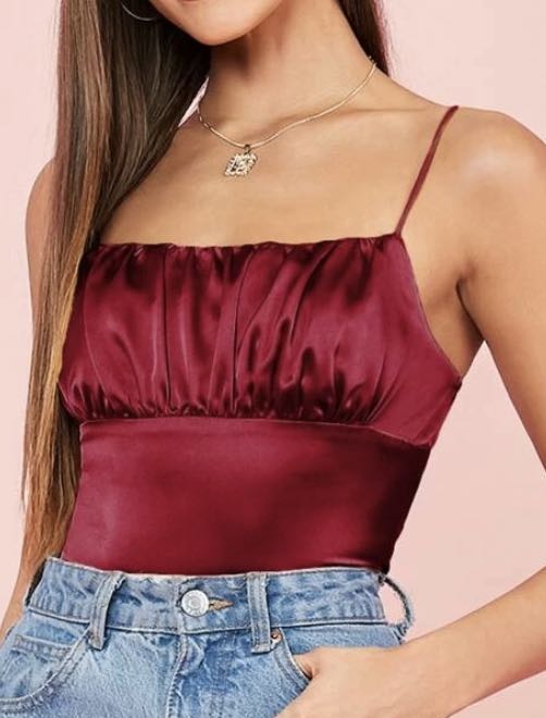 cropped satin cami