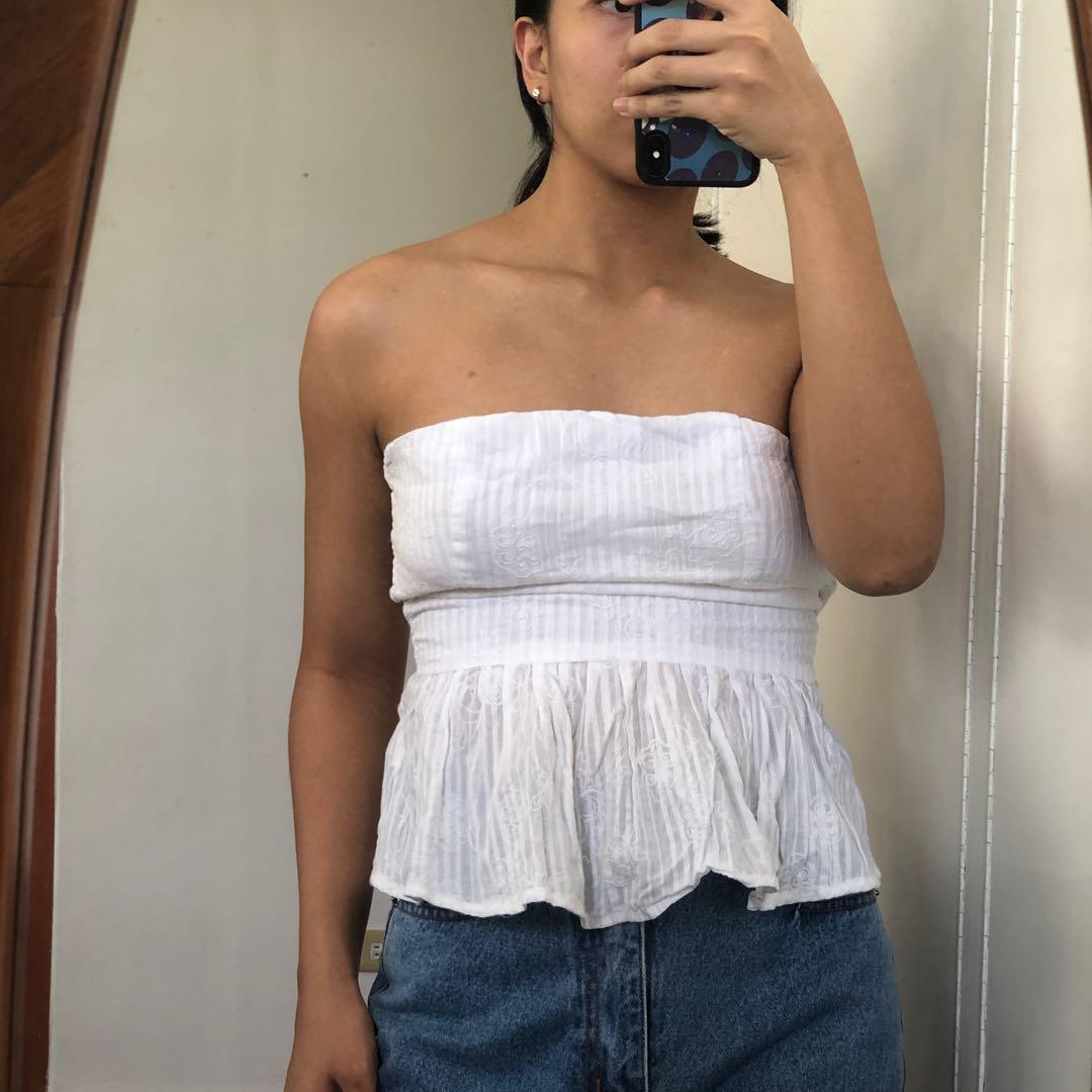 white peplum tube top