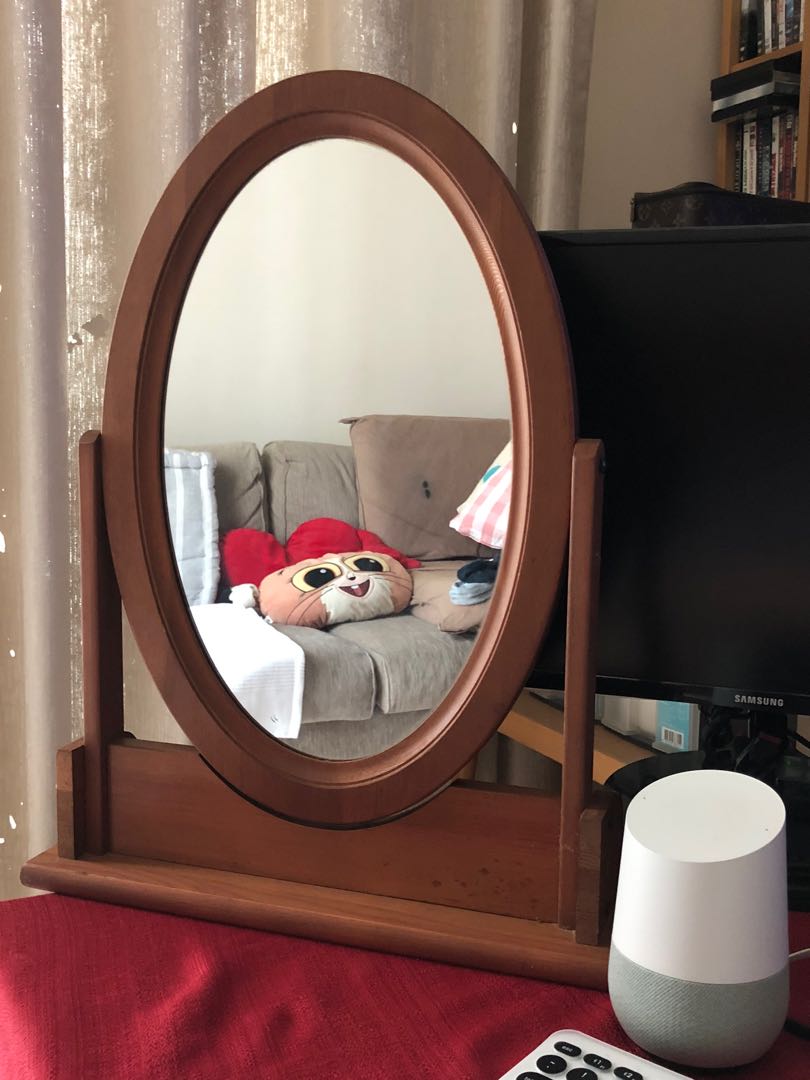 Wooden Table Mirror, Furniture & Home Living, Furniture, Tables & Sets