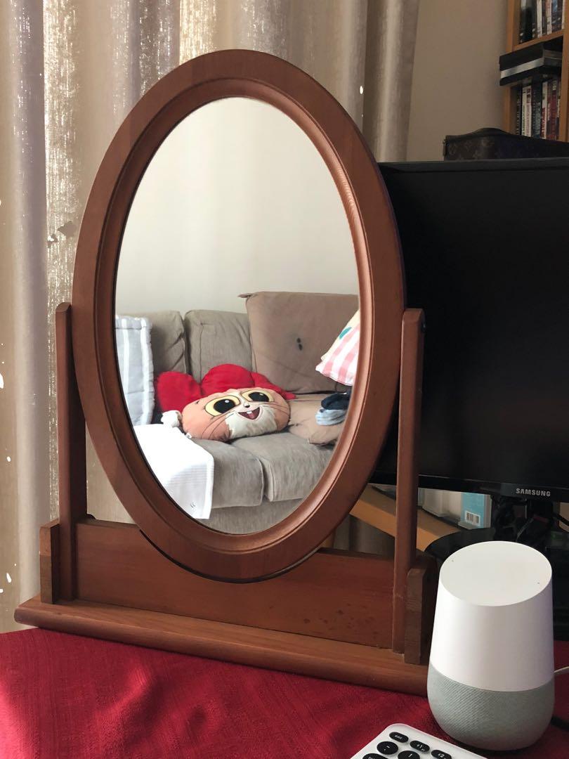 Wooden Table Mirror, Furniture & Home Living, Furniture, Tables & Sets