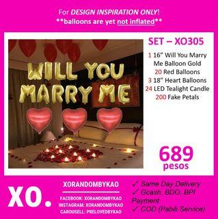 XO305 - Will You Marry Me Balloon Tealight Candle Heart Balloon Petals Wedding Proposal
