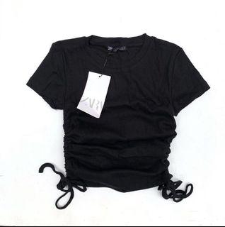 Zara Side Ruched Ribbed Top