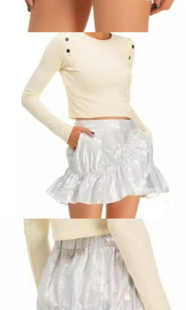 ZARA silver waxed metallic skirt sz M Women s Fashion Bottoms